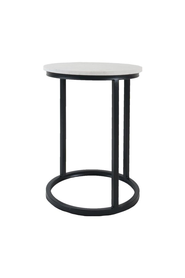 Laptoptafel Mitch Marmer Rond - Wit/Zwart