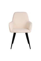 Harbo Dining Chair - Eetkamerstoel in bouclé, wit met zwarte poten, HN1232