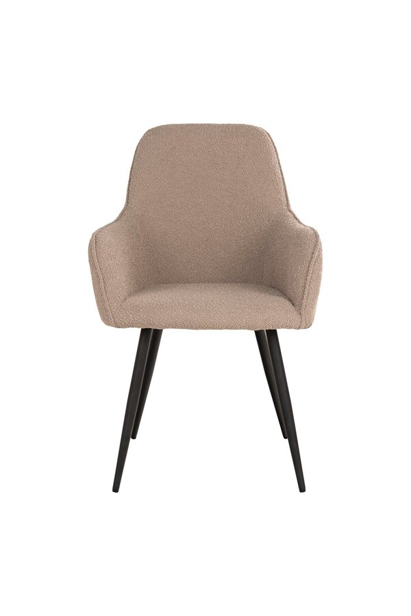 Harbo Dining Chair - Eetkamerstoel in bouclé, beige met zwarte poten, HN1233 - Set van 2