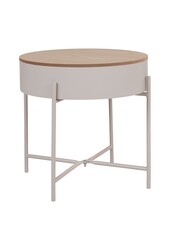 Sisco Side Table - Bijzettafel in beige-lichtgrijs gepoedercoat staal, Ø40x40 cm
