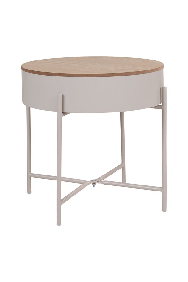 Sisco Side Table - Bijzettafel in beige-lichtgrijs gepoedercoat staal, Ø40x40 cm