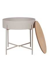 Sisco Side Table - Bijzettafel in beige-lichtgrijs gepoedercoat staal, Ø40x40 cm