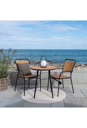 Cleveland Café Table - Café Table, teak tafelblad, naturel, zwarte poten, ø70x74 cm