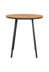 Cleveland Café Table - Café Table, teak tafelblad, naturel, zwarte poten, ø70x74 cm