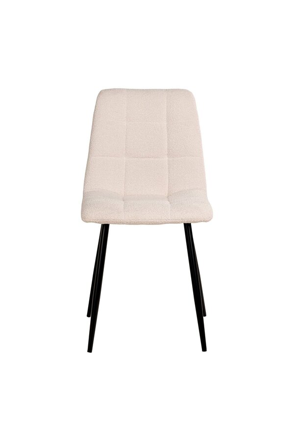 Middelfart Dining Chair - Eetkamerstoel in bouclé, wit met zwarte poten, HN1232 - set van 2