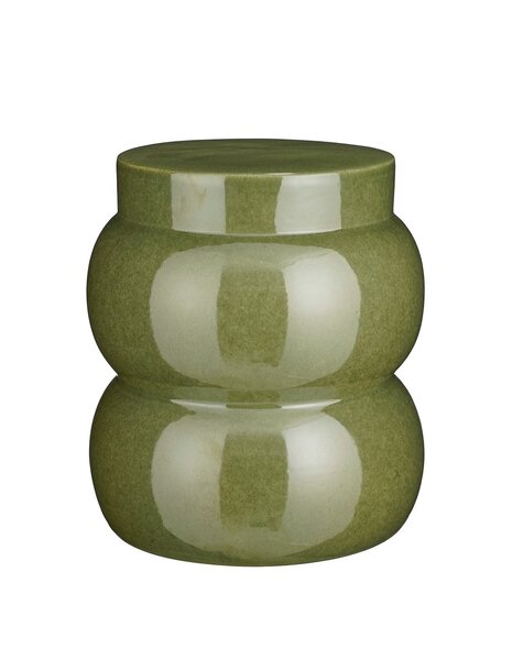 Mica Decorations Vendi Bijzettafel - H40 x Ø35 cm - Keramiek - Donkergroen