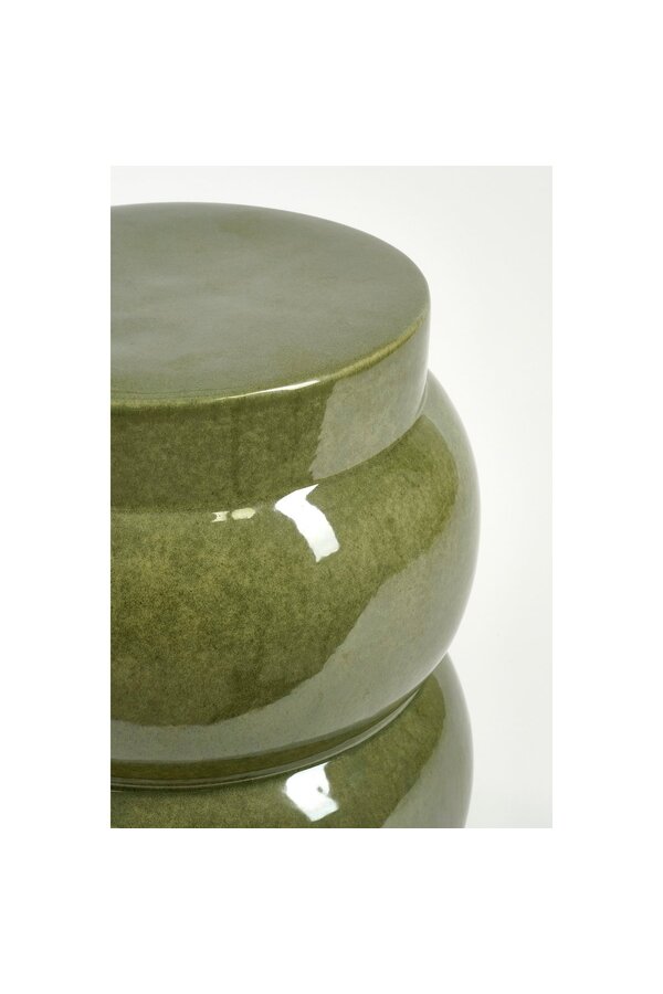 Vendi Bijzettafel - H40 x Ø35 cm - Keramiek - Donkergroen