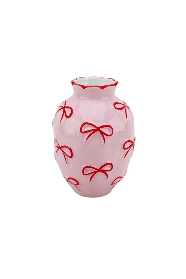 Vaas - Bloemvaaslinten - Lichtroze/rood -13,5x13,5x19cm