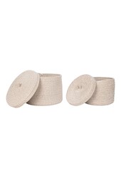Sebal Basket - Mand met deksel, katoen, beige, set van 2