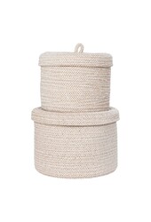 Sebal Basket - Mand met deksel, katoen, beige, set van 2