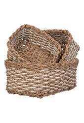 Pala Basket - Mand, zeegras/papier, naturel/wit, set van 3