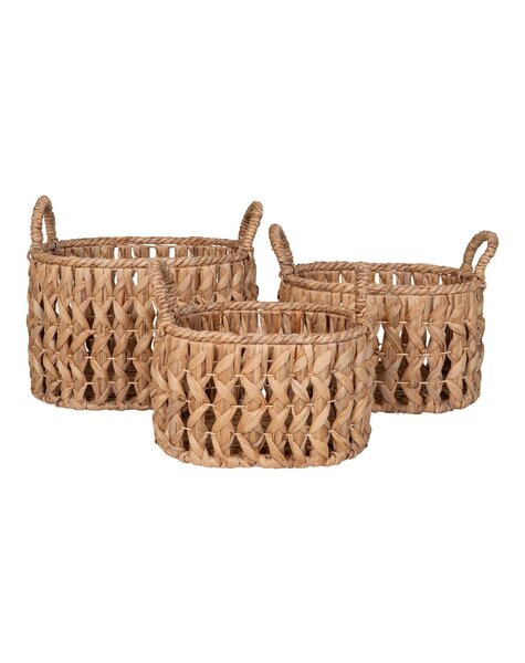Balerma Basket - Mand met handvatten, waterhyacint, naturel, set van 3