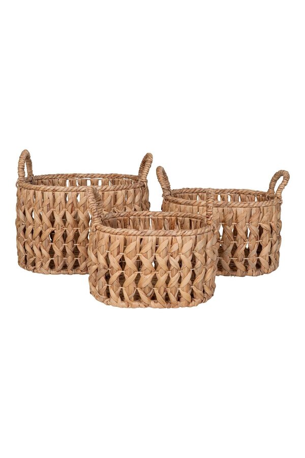 Balerma Basket - Mand met handvatten, waterhyacint, naturel, set van 3