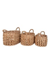 Balerma Basket - Mand met handvatten, waterhyacint, naturel, set van 3