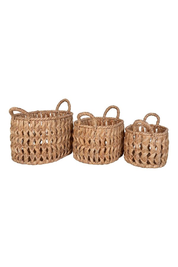 Balerma Basket - Mand met handvatten, waterhyacint, naturel, set van 3