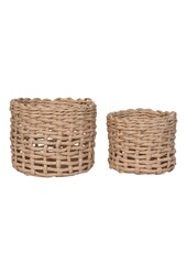 Penela Basket - Mand, papier, lichtbruin, set van 2