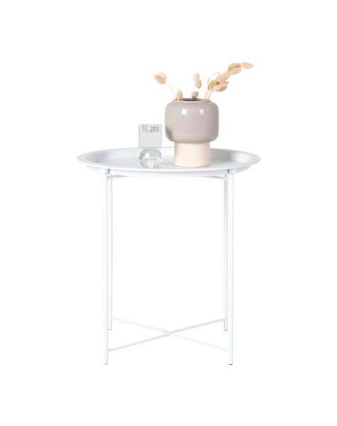 Bastia Bijzettafel - Staal, Wit - Ø47x50 cm