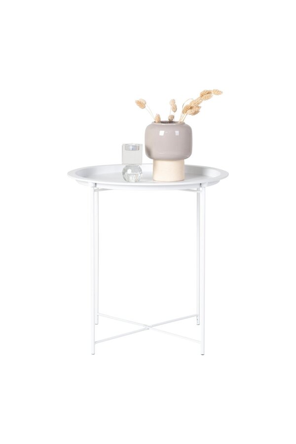 Bastia Bijzettafel - Staal, Wit - Ø47x50 cm