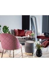 Geneve eetkamerstoel - Fluweel, staal, roze - Set van 2
