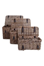 Depok Opbergkoffer - Grijs, Kubu Rotan - Set van 3