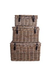 Depok Opbergkoffer - Grijs, Kubu Rotan - Set van 3