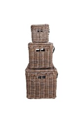 Depok Opbergkoffer - Grijs, Kubu Rotan - Set van 3