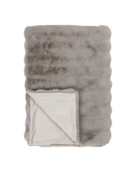 Galena Plaid - Beige, kunstbont, 100% polyester, 130x180 cm