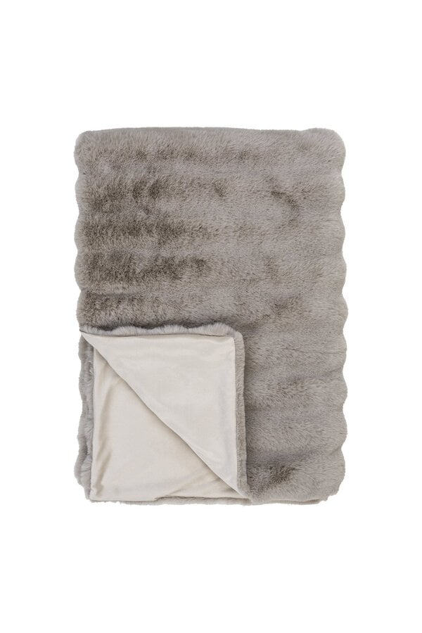 Galena Plaid - Beige, kunstbont, 100% polyester, 130x180 cm