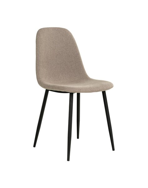 Stockholm Eetkamerstoel - Steen, Polyester, Zwart metalen poten - Set van 2