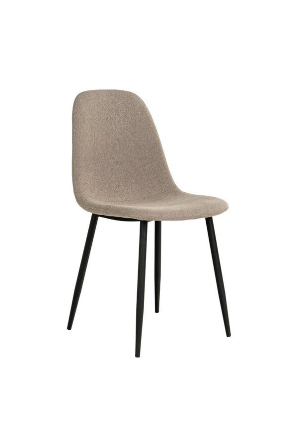 Stockholm Eetkamerstoel - Steen, Polyester, Zwart metalen poten - Set van 2