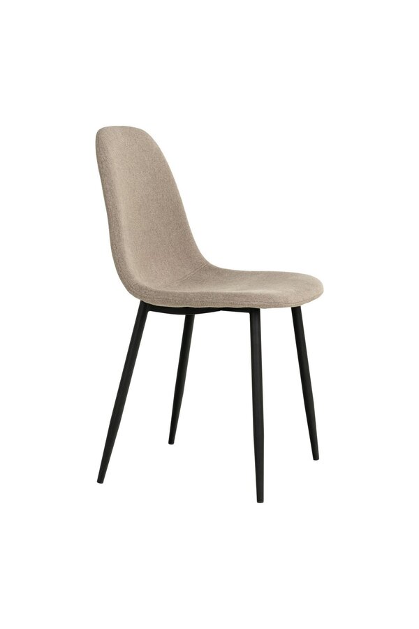Stockholm Eetkamerstoel - Steen, Polyester, Zwart metalen poten - Set van 2