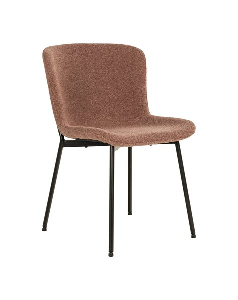 Maceda Eetkamerstoel - Roest Bouclé, Zwarte Poten - Set van 2