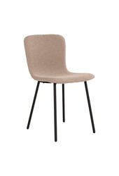 Halden Dining Chair - Eetkamerstoel in bouclé, beige met zwarte poten - Set van 2