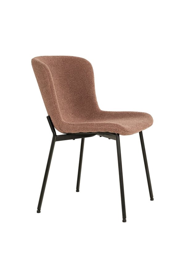 Maceda Eetkamerstoel - Roest Bouclé, Zwarte Poten - Set van 2