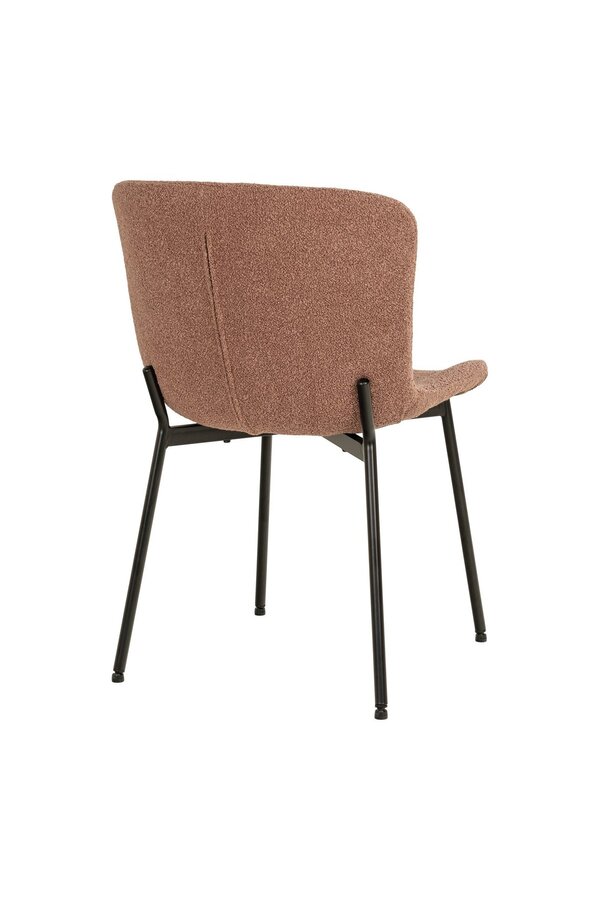 Maceda Eetkamerstoel - Roest Bouclé, Zwarte Poten - Set van 2
