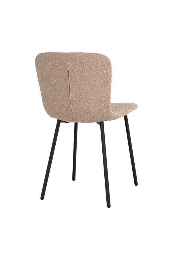 Halden Dining Chair - Eetkamerstoel in bouclé, beige met zwarte poten - Set van 2