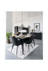 Harbo Eetkamerstoel - PU, Staal, Zwart - Set van 2