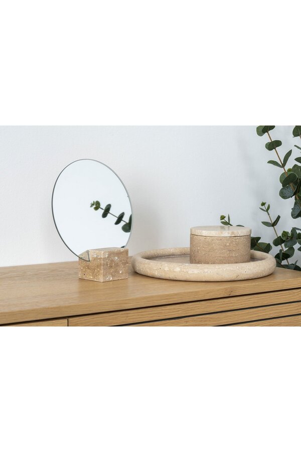 Voorraadpot - Naturel, Travertijn, Ø10x6,5cm