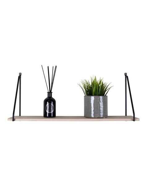 Arnhem Plank - Staal, Hout, Zwart/Natuurlijk - 65x17x27 cm