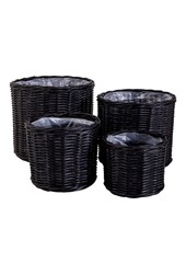 Bogor Manden - Zwart, Kubu Rotan/Plastic - Set van 4