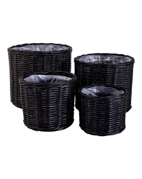 Bogor Manden - Zwart, Kubu Rotan/Plastic - Set van 4