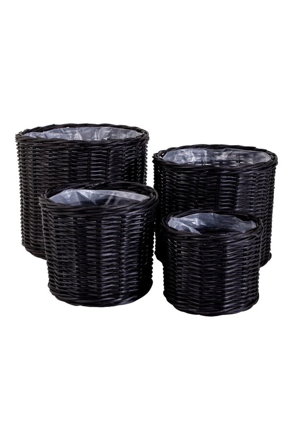 Bogor Manden - Zwart, Kubu Rotan/Plastic - Set van 4