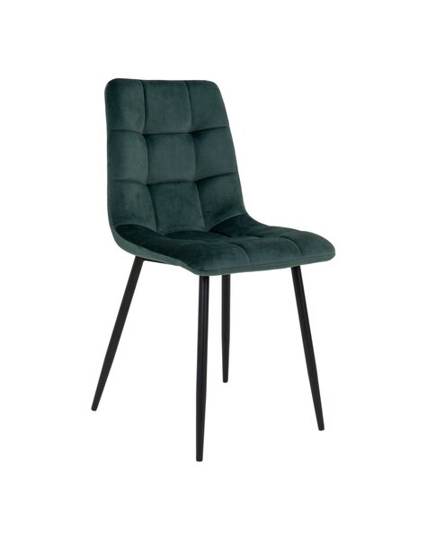 Middelfart Eetkamerstoel - Polyester Fluweel, Staal, Donkergroen - Set van 2