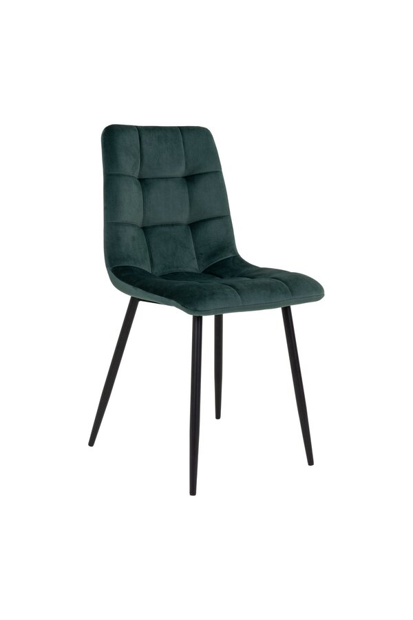 Middelfart Eetkamerstoel - Polyester Fluweel, Staal, Donkergroen - Set van 2