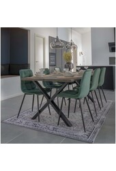 Middelfart Eetkamerstoel - Polyester Fluweel, Staal, Donkergroen - Set van 2