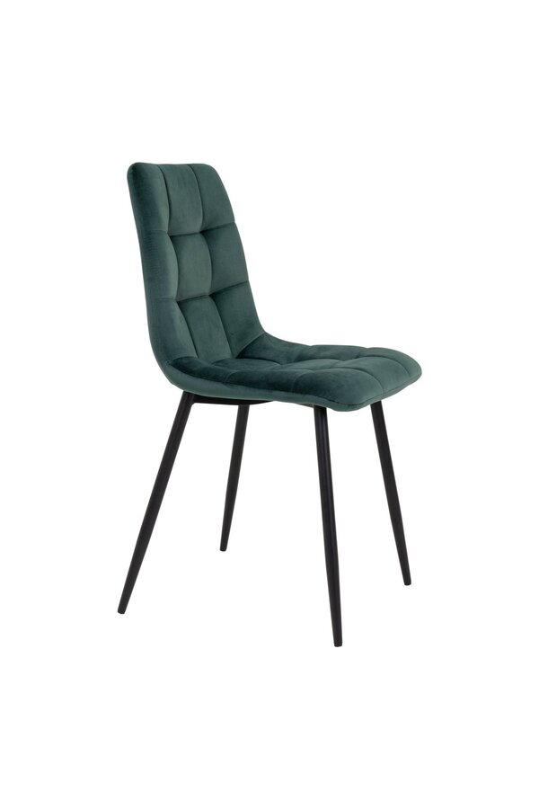 Middelfart Eetkamerstoel - Polyester Fluweel, Staal, Donkergroen - Set van 2