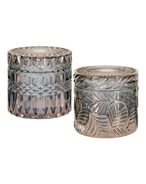 Potten - Gerookt, Glas, Ø9x8,5 cm - Set van 2