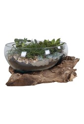 San Marino Waterdrop - Teakhout, Glas, Staal, Natuurlijk - 26x26x20 cm