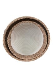 Tanta Manden - Wit/Natuurlijk, Katoen, Riet, 25x25x15cm - Set van 2