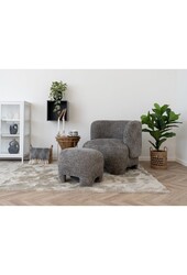 Nazare Pouf - Beige, polyester/schuim/multiplex, 53x41x38 cm